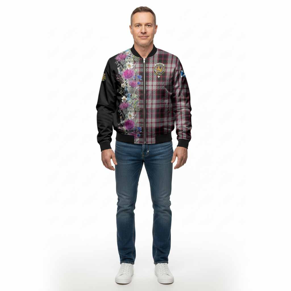 MacPherson (McPherson) Tartan Crest Thistle Floral Bomber Jacket - Tartan Vibes Clothing