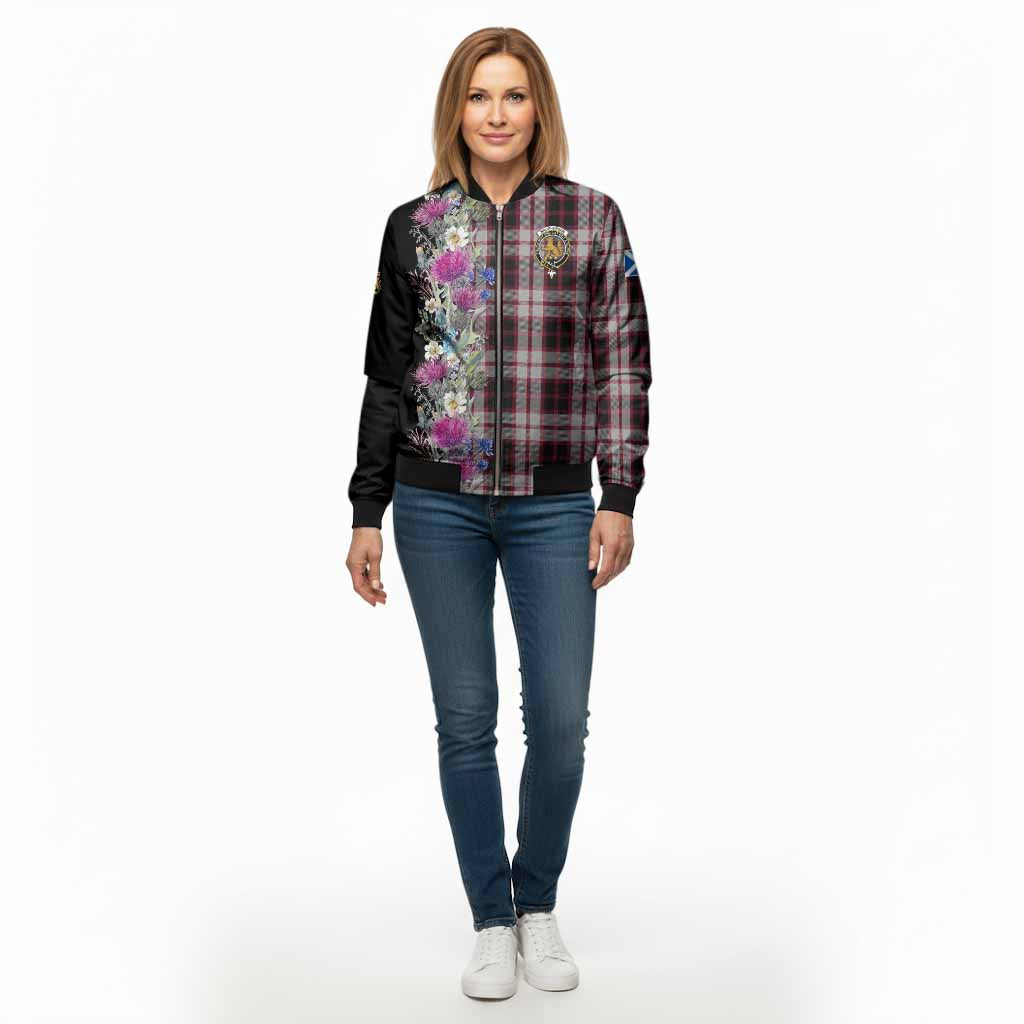 MacPherson (McPherson) Tartan Crest Thistle Floral Bomber Jacket - Tartan Vibes Clothing