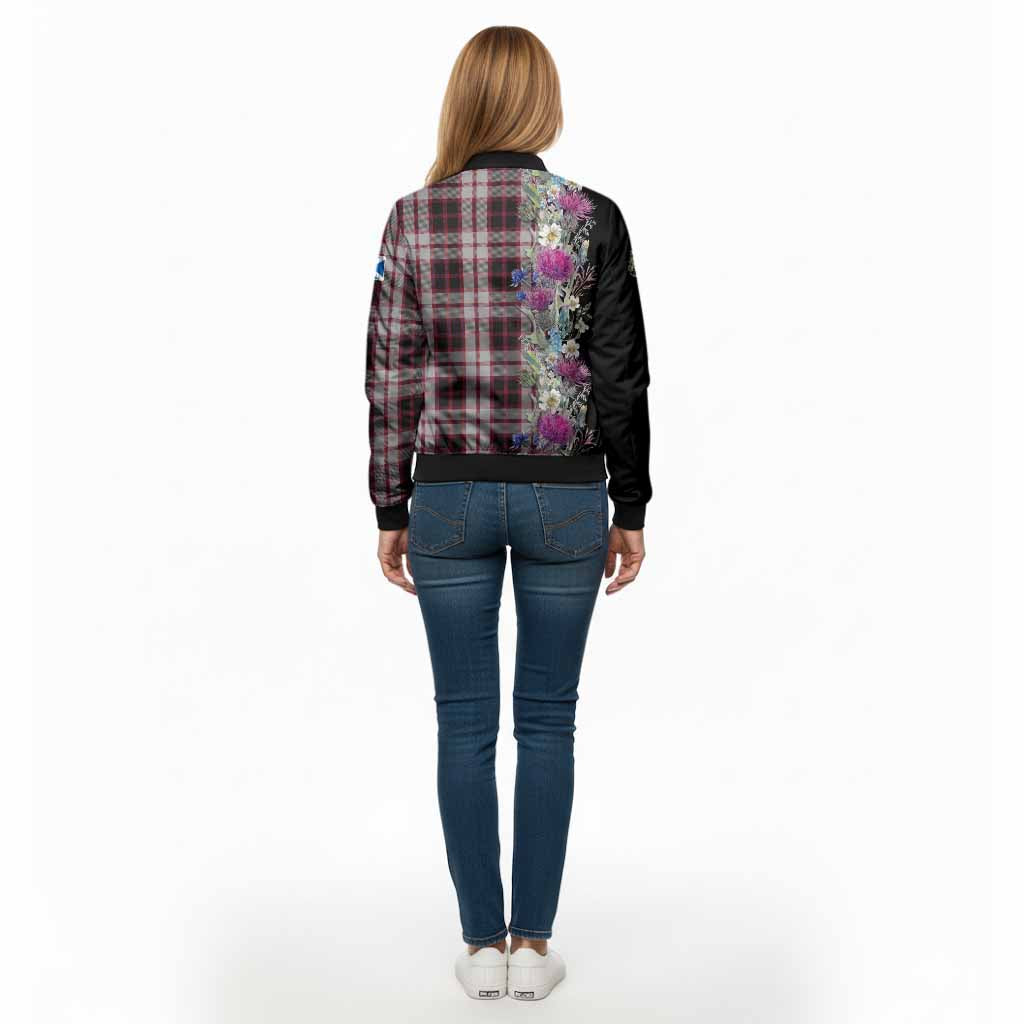 MacPherson (McPherson) Tartan Crest Thistle Floral Bomber Jacket - Tartan Vibes Clothing
