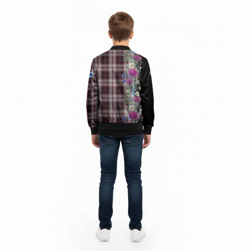 MacPherson (McPherson) Tartan Crest Thistle Floral Kid Bomber Jacket - Tartan Vibes Clothing