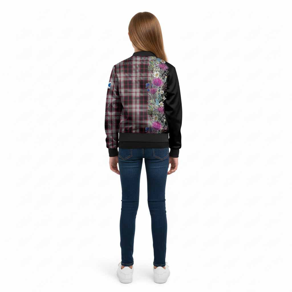 MacPherson (McPherson) Tartan Crest Thistle Floral Kid Bomber Jacket - Tartan Vibes Clothing