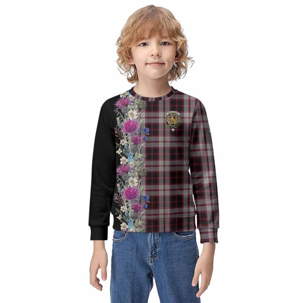 MacPherson (McPherson) Tartan Crest Thistle Floral Kid Knitted Sweatshirt Kid - Tartan Vibes Clothing