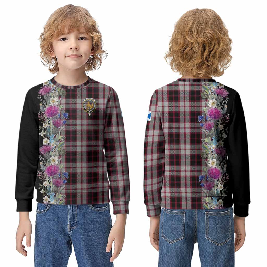 MacPherson (McPherson) Tartan Crest Thistle Floral Kid Knitted Sweatshirt - Tartan Vibes Clothing