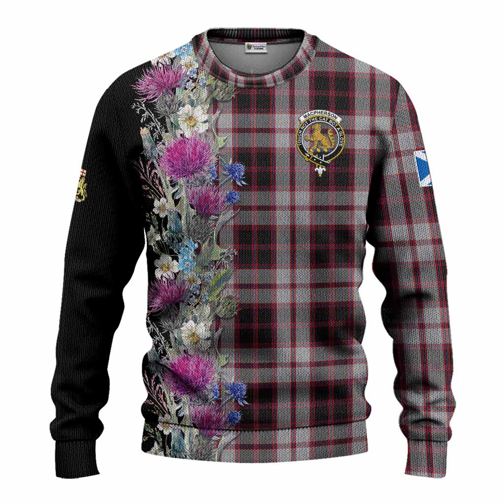 MacPherson (McPherson) Tartan Crest Thistle Floral Knitted Sweater Unisex - Tartan Vibes Clothing