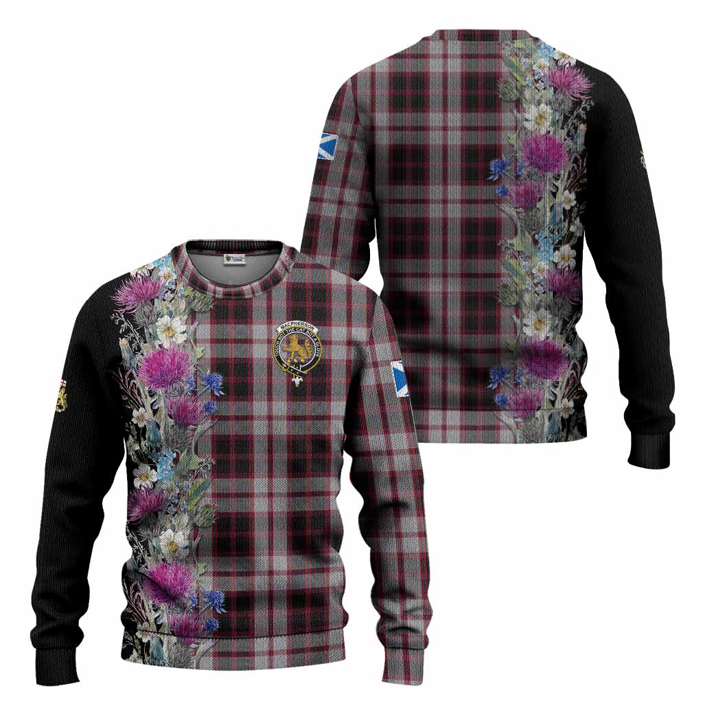 MacPherson (McPherson) Tartan Crest Thistle Floral Knitted Sweater - Tartan Vibes Clothing