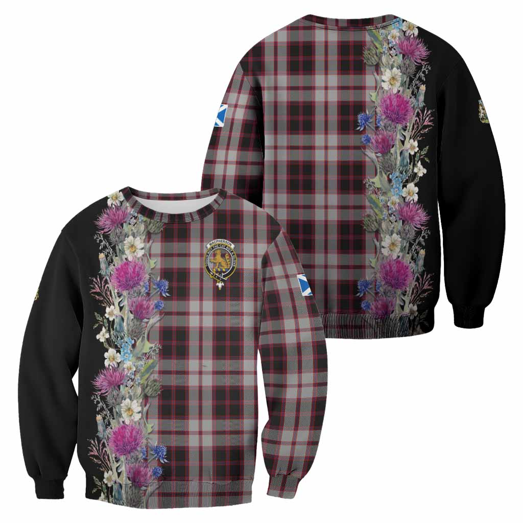MacPherson (McPherson) Tartan Crest Thistle Floral Sweatshirt - Tartan Vibes Clothing