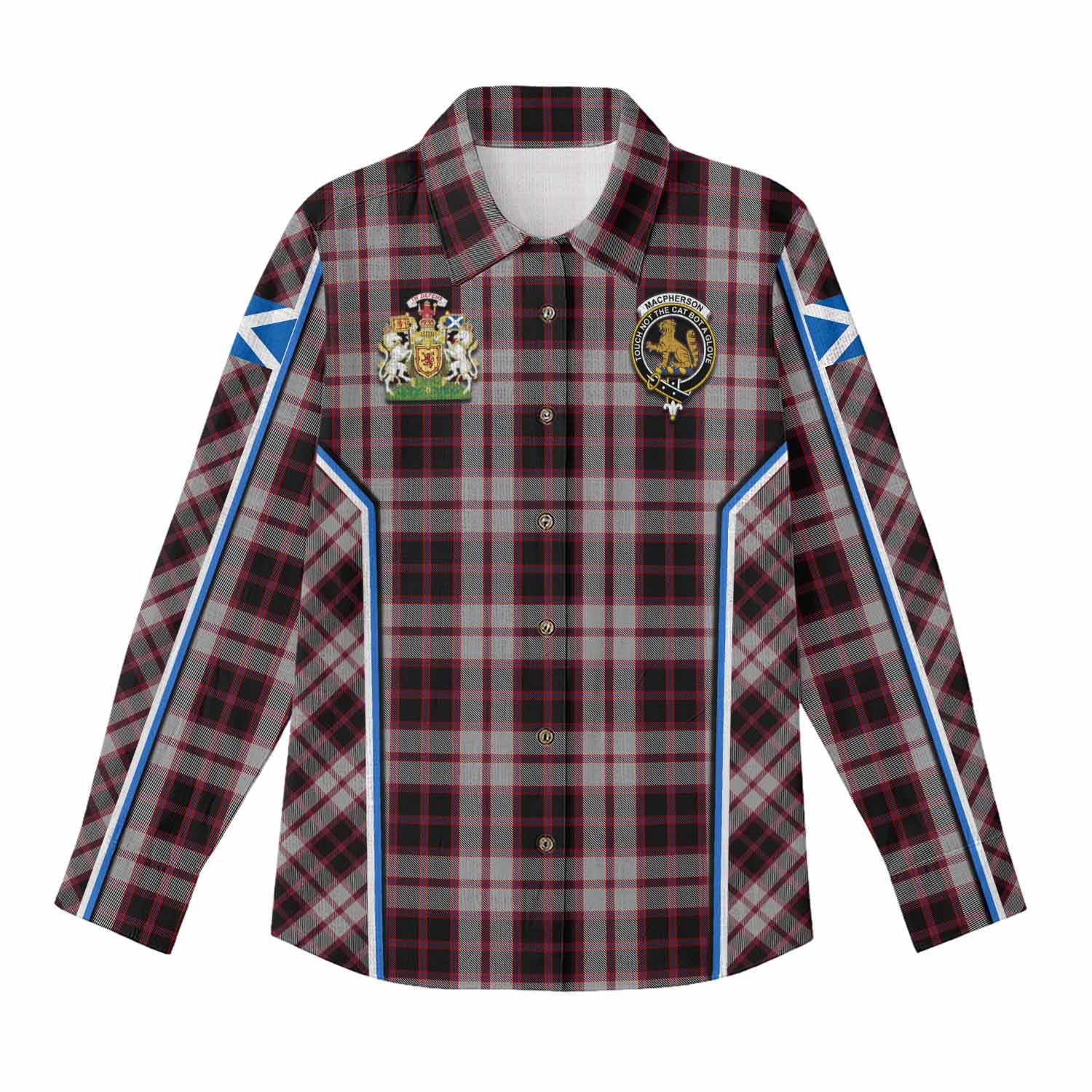 MacPherson (McPherson) Tartan Crest Women Casual Shirt Scotland Coat of Arm Flag Style - Tartan Vibes Clothing
