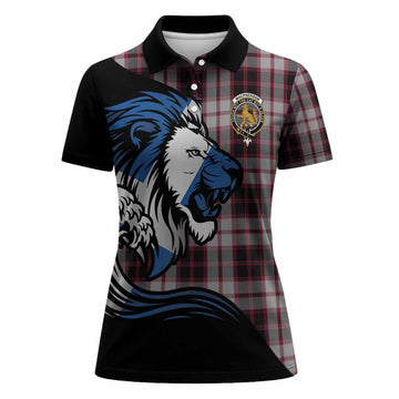 MacPherson (McPherson) Tartan Crest Women Polo Shirt Scottish Golden Lions Wave Flow
