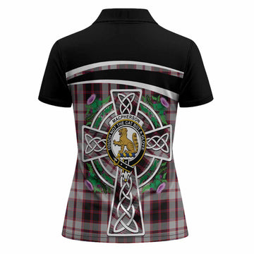 MacPherson (McPherson) Tartan Crest Women Polo Shirt Scottish Thistle Celtic Cross Alba Gu Brath