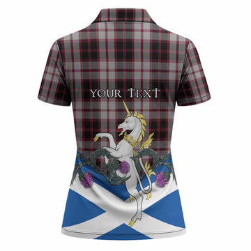MacPherson (McPherson) Tartan Crest Women Polo Shirt Scottish Unicorn With Thistle
