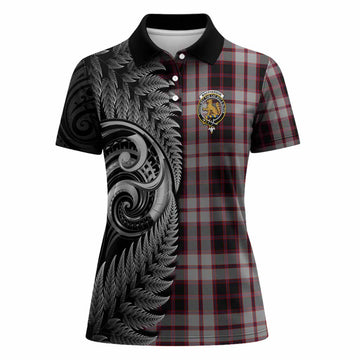 MacPherson (McPherson) Tartan Crest Women Polo Shirt With New Zealand Silver Fern Maori Koru