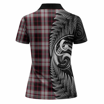 MacPherson (McPherson) Tartan Crest Women Polo Shirt With New Zealand Silver Fern Maori Koru