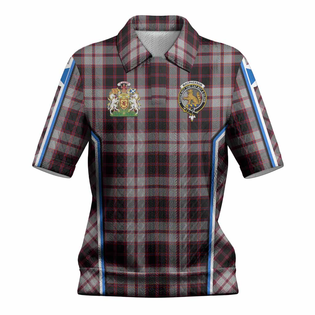 MacPherson (McPherson) Tartan Crest Women’s Polo Sweater Top Scotland Coat of Arm Flag Style