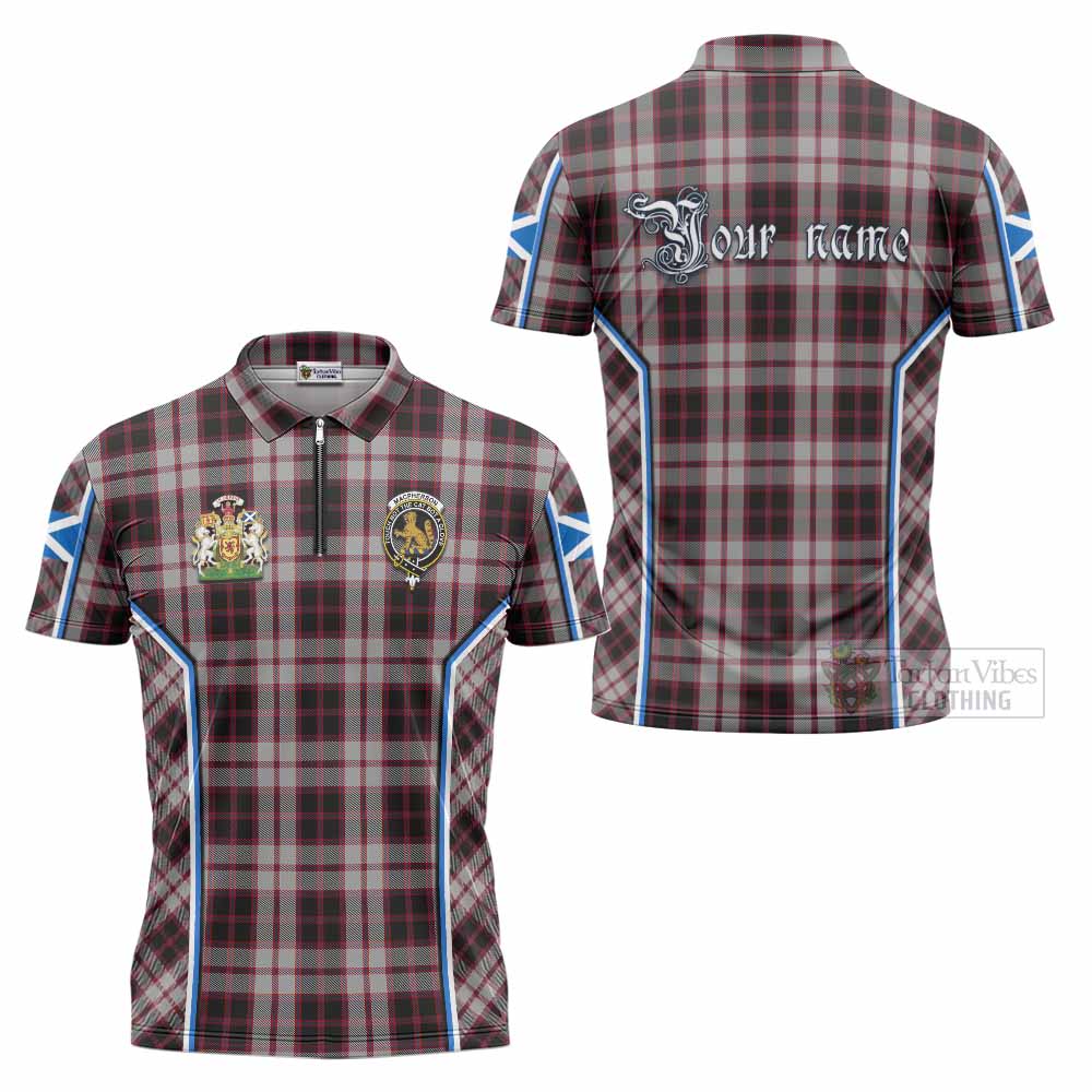 MacPherson (McPherson) Tartan Crest Zipper Polo Shirt Scotland Coat of Arm Flag Style - Tartan Vibes Clothing