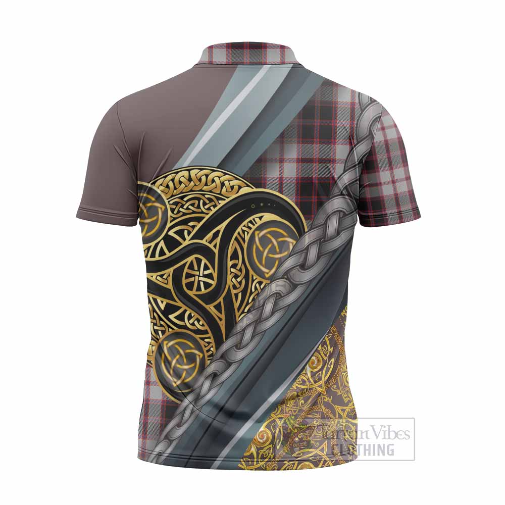 MacPherson (McPherson) Tartan Crest Zipper Polo Shirt Scottish Triskele Celtic