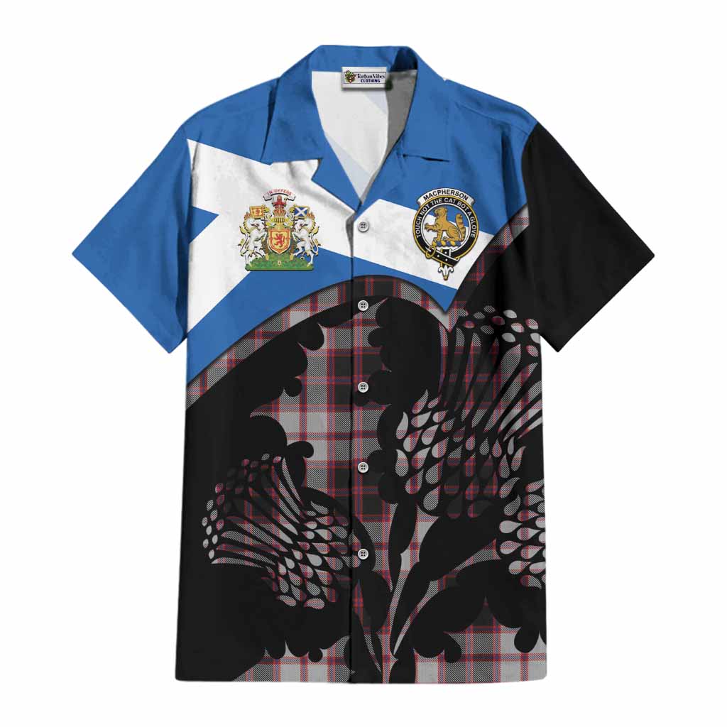 MacPherson (McPherson) Tartan Family Crest Cotton Hawaiian Shirt Scotland Thistle Floral Flag Style