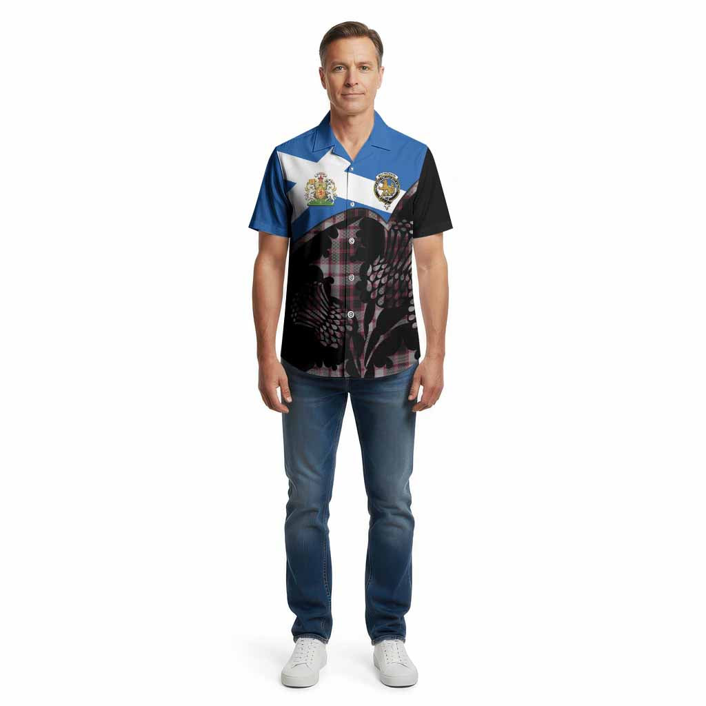 MacPherson (McPherson) Tartan Family Crest Cotton Hawaiian Shirt Scotland Thistle Floral Flag Style