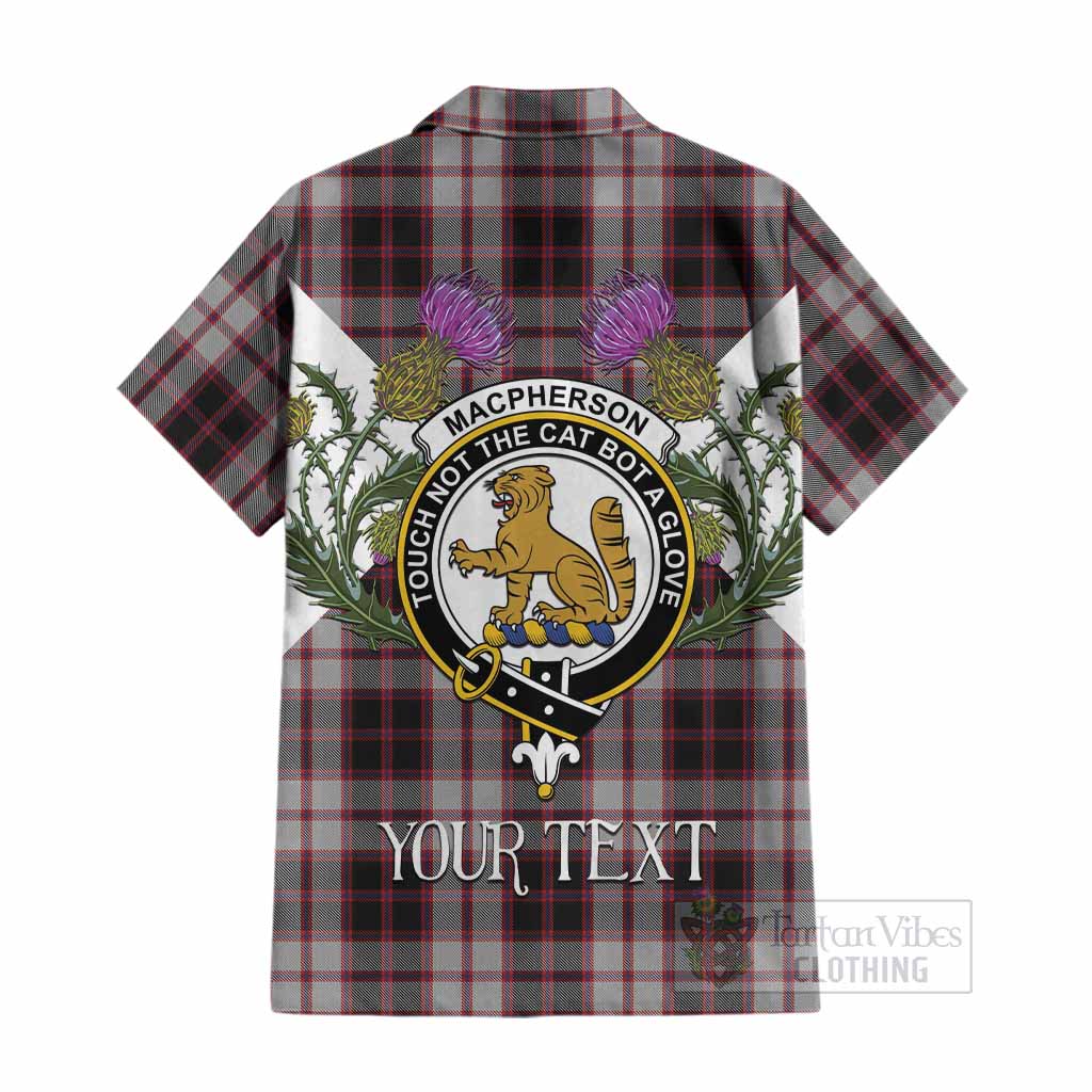MacPherson (McPherson) Tartan Family Crest Cotton Hawaiian Shirt Scottish Burns Night Thistle Floral