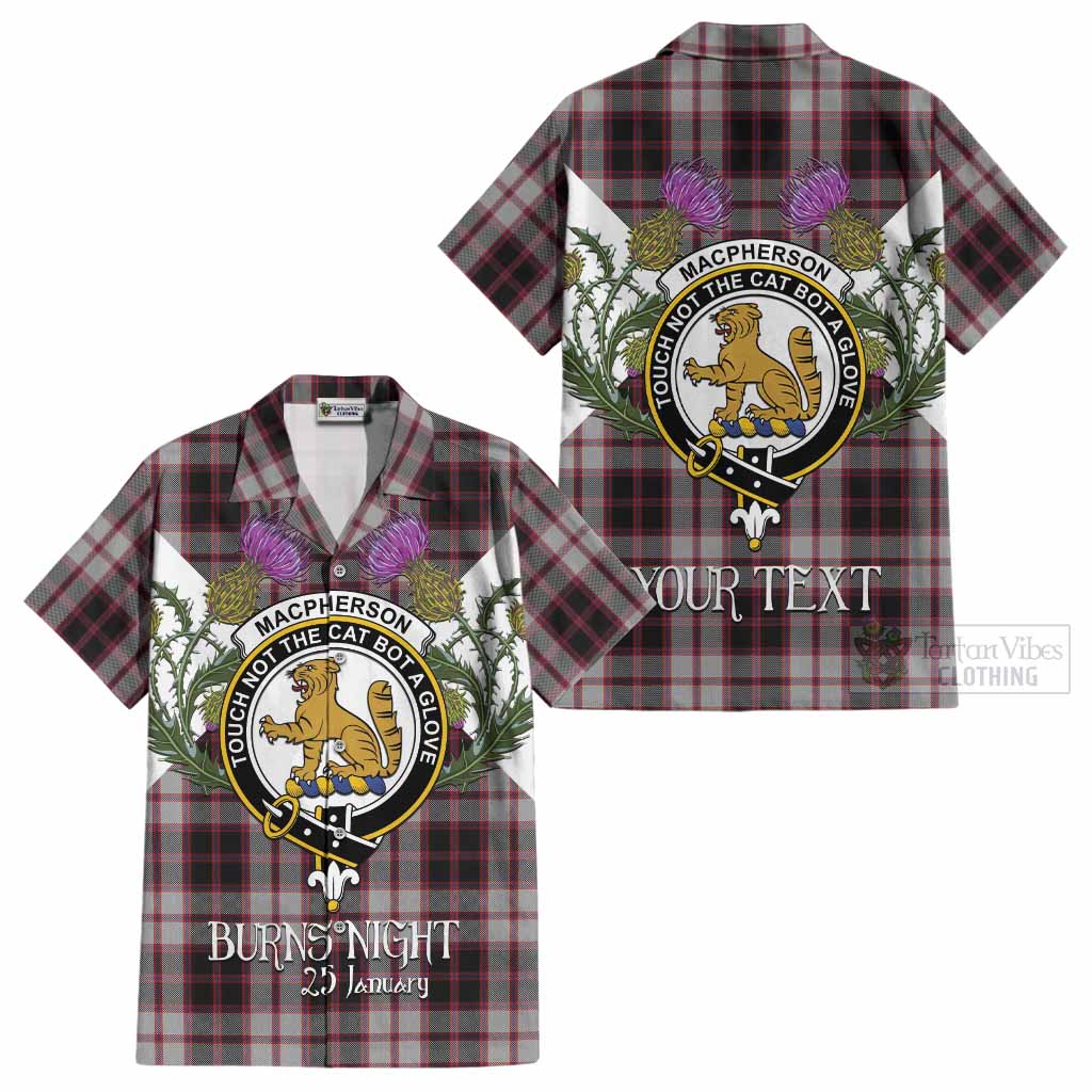 MacPherson (McPherson) Tartan Family Crest Cotton Hawaiian Shirt Scottish Burns Night Thistle Floral
