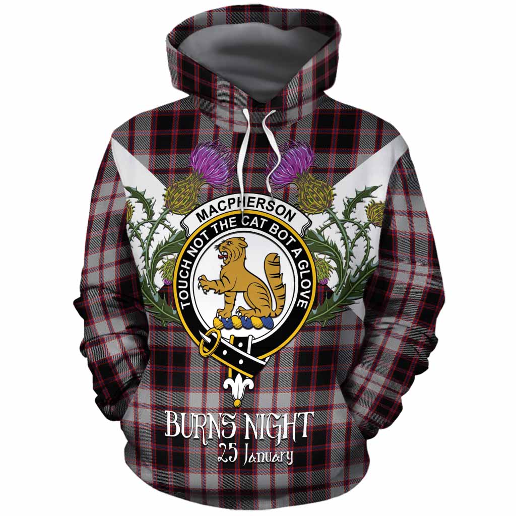 MacPherson (McPherson) Tartan Family Crest Cotton Hoodie Scottish Burns Night Thistle Floral