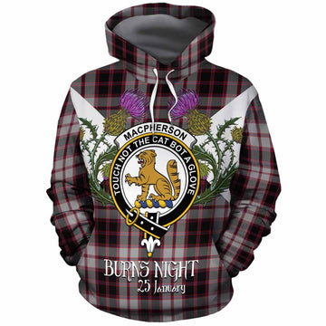 MacPherson (McPherson) Tartan Family Crest Cotton Hoodie Scottish Burns Night Thistle Floral
