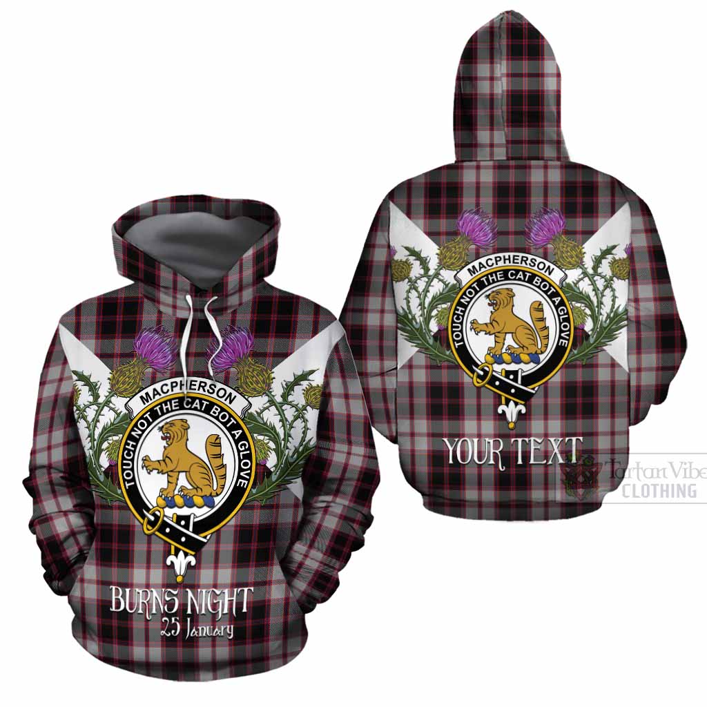 MacPherson (McPherson) Tartan Family Crest Cotton Hoodie Scottish Burns Night Thistle Floral