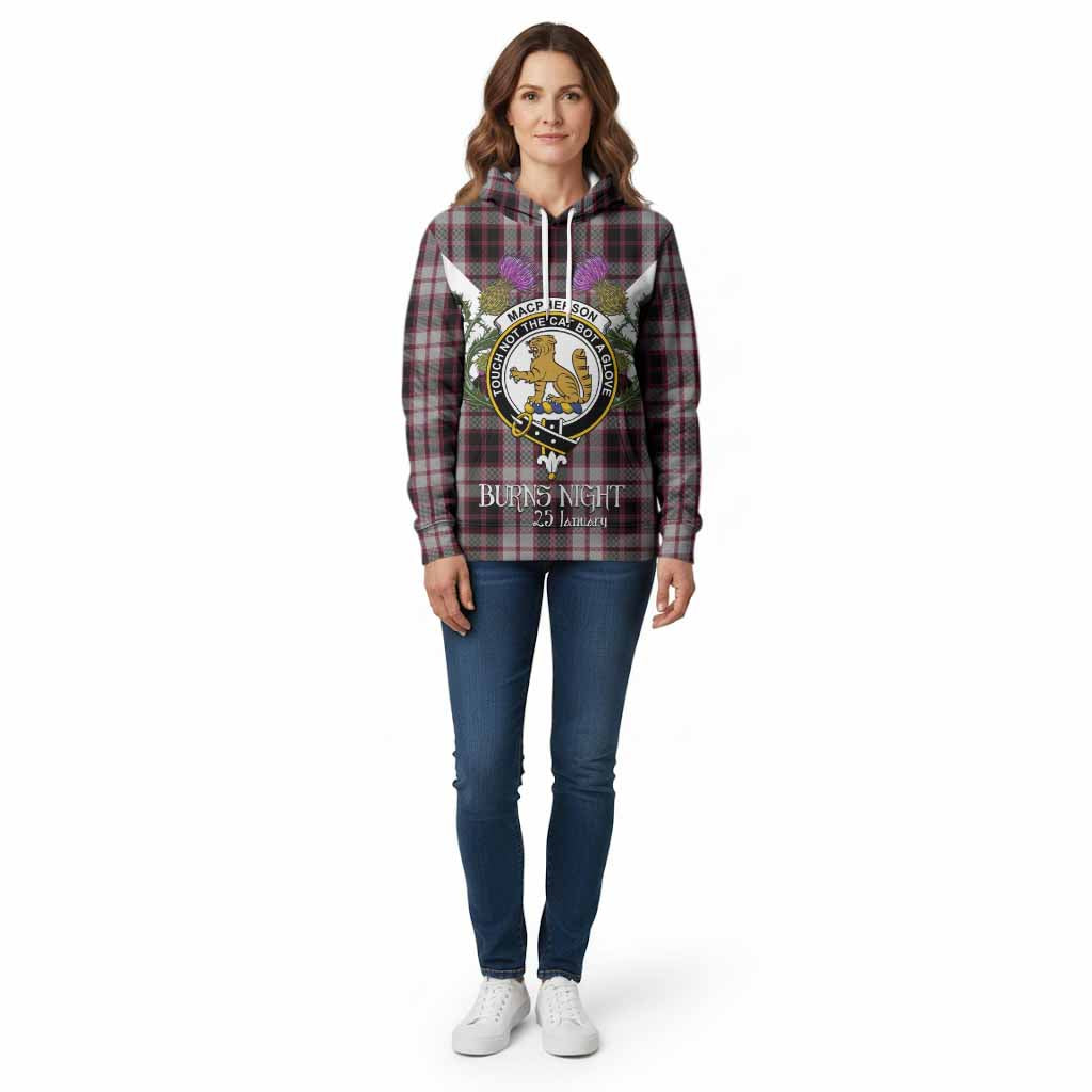 MacPherson (McPherson) Tartan Family Crest Cotton Hoodie Scottish Burns Night Thistle Floral