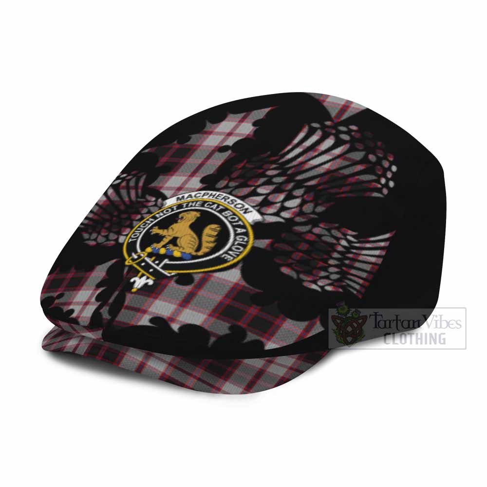 MacPherson (McPherson) Tartan Family Crest Flat Cap, Jeff Cap Scotland Thistle Floral