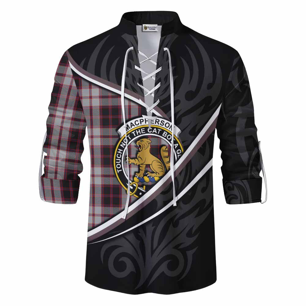 MacPherson (McPherson) Tartan Family Crest Ghillie Kilt Shirt Celtic Scottish Thistle Floral - Tartan Vibes Clothing