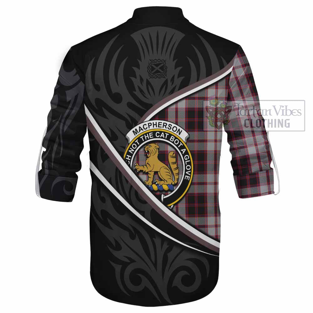 MacPherson (McPherson) Tartan Family Crest Ghillie Kilt Shirt Celtic Scottish Thistle Floral - Tartan Vibes Clothing