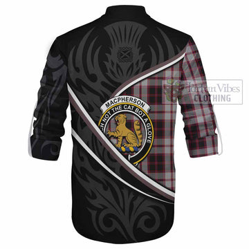 MacPherson (McPherson) Tartan Family Crest Ghillie Kilt Shirt Celtic Scottish Thistle Floral