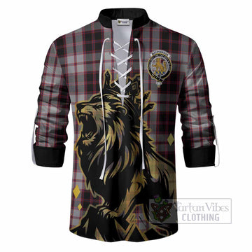 MacPherson (McPherson) Tartan Family Crest Ghillie Shirt Crowned Lion Roaring