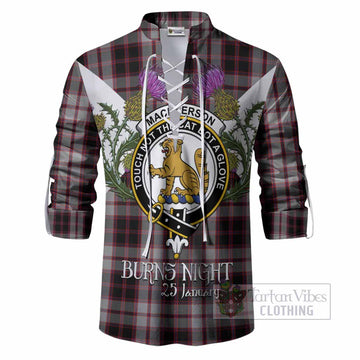 MacPherson (McPherson) Tartan Family Crest Ghillie Shirt Scottish Burns Night Thistle Floral