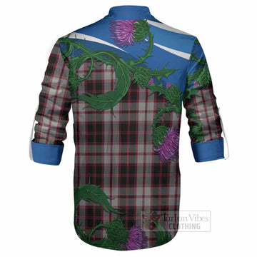 MacPherson (McPherson) Tartan Family Crest Ghillie Shirt Thistle in Minimalism