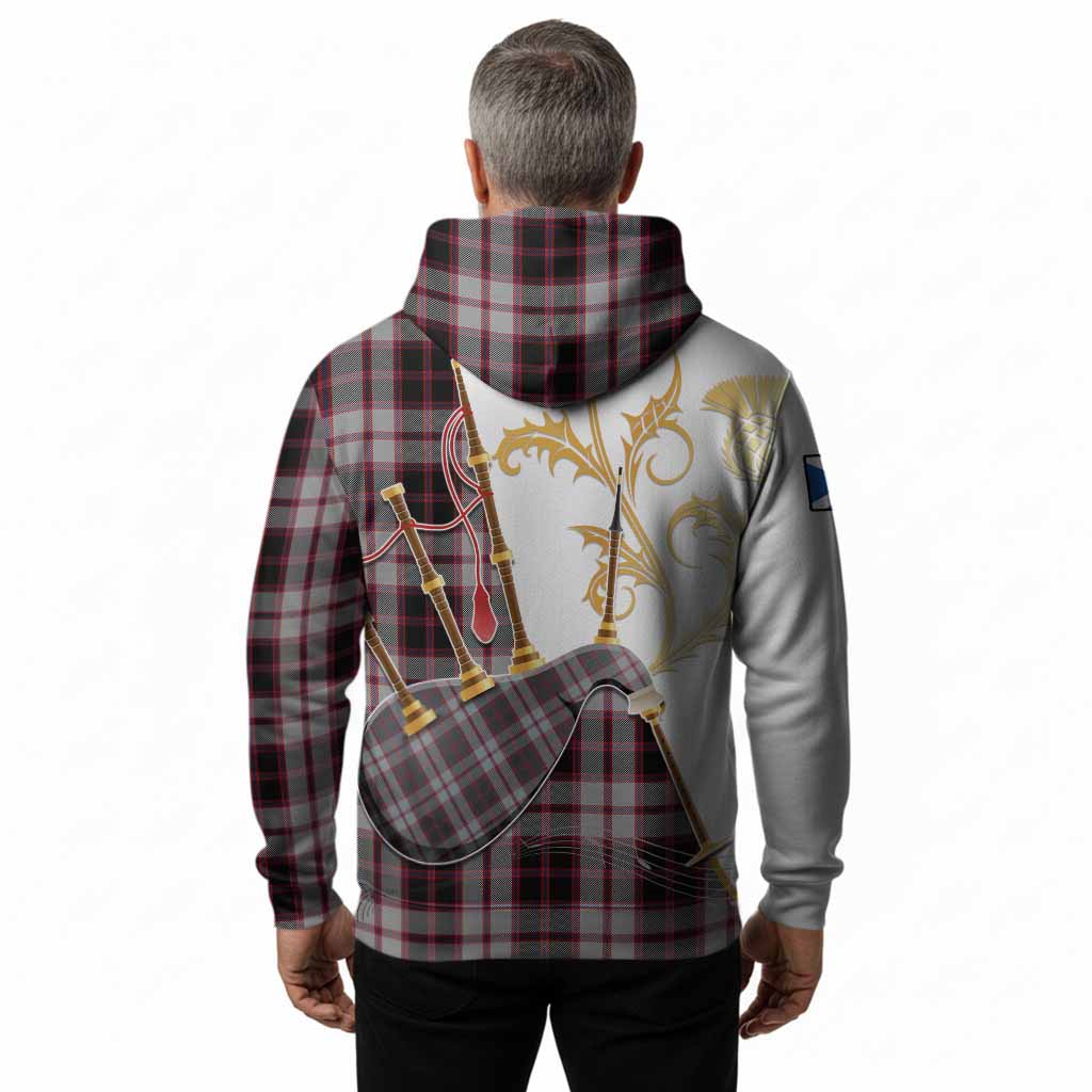 MacPherson (McPherson) Tartan Family Crest Hoodie Bagpipes with Scottish Thistle