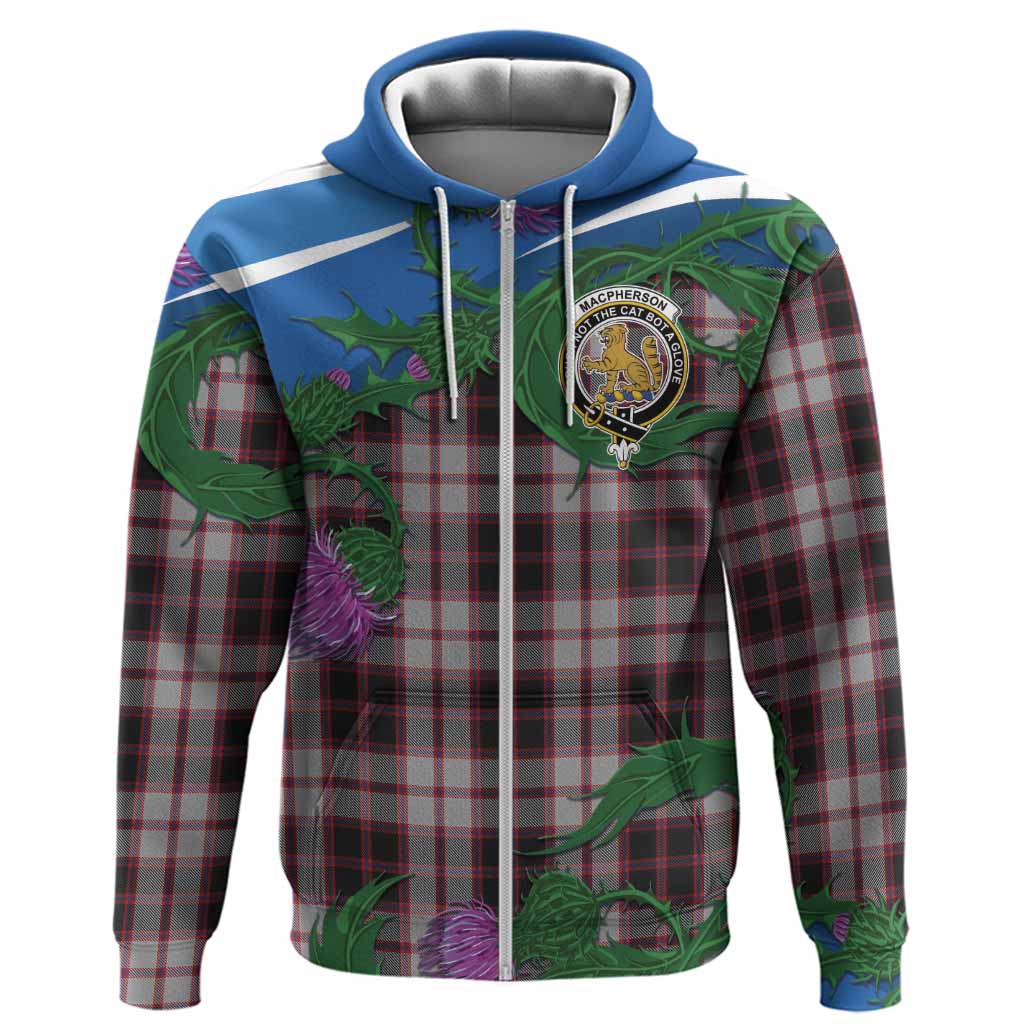 MacPherson (McPherson) Tartan Family Crest Hoodie Thistle in Minimalism