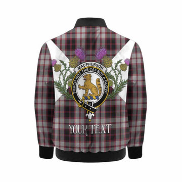 MacPherson (McPherson) Tartan Family Crest Kid Bomber Jacket Scottish Burns Night Thistle Floral
