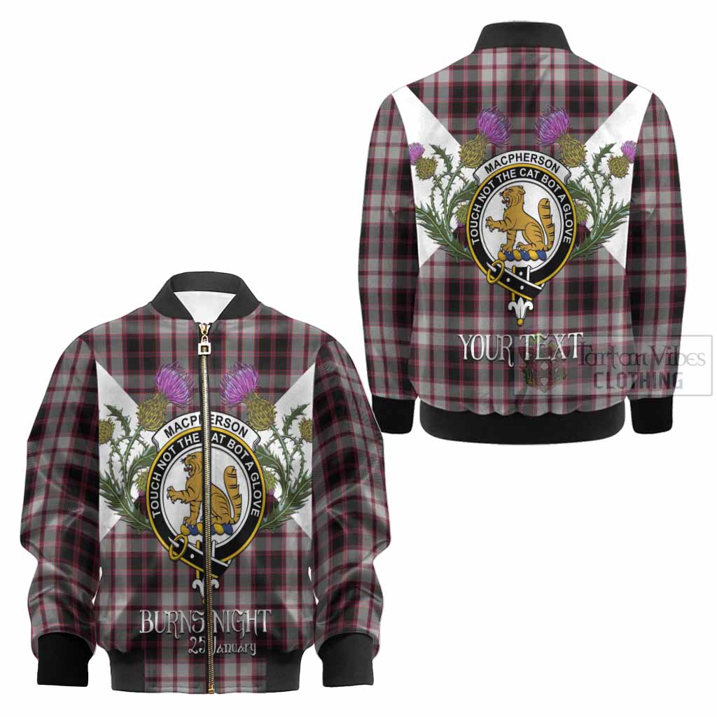MacPherson (McPherson) Tartan Family Crest Kid Bomber Jacket Scottish Burns Night Thistle Floral