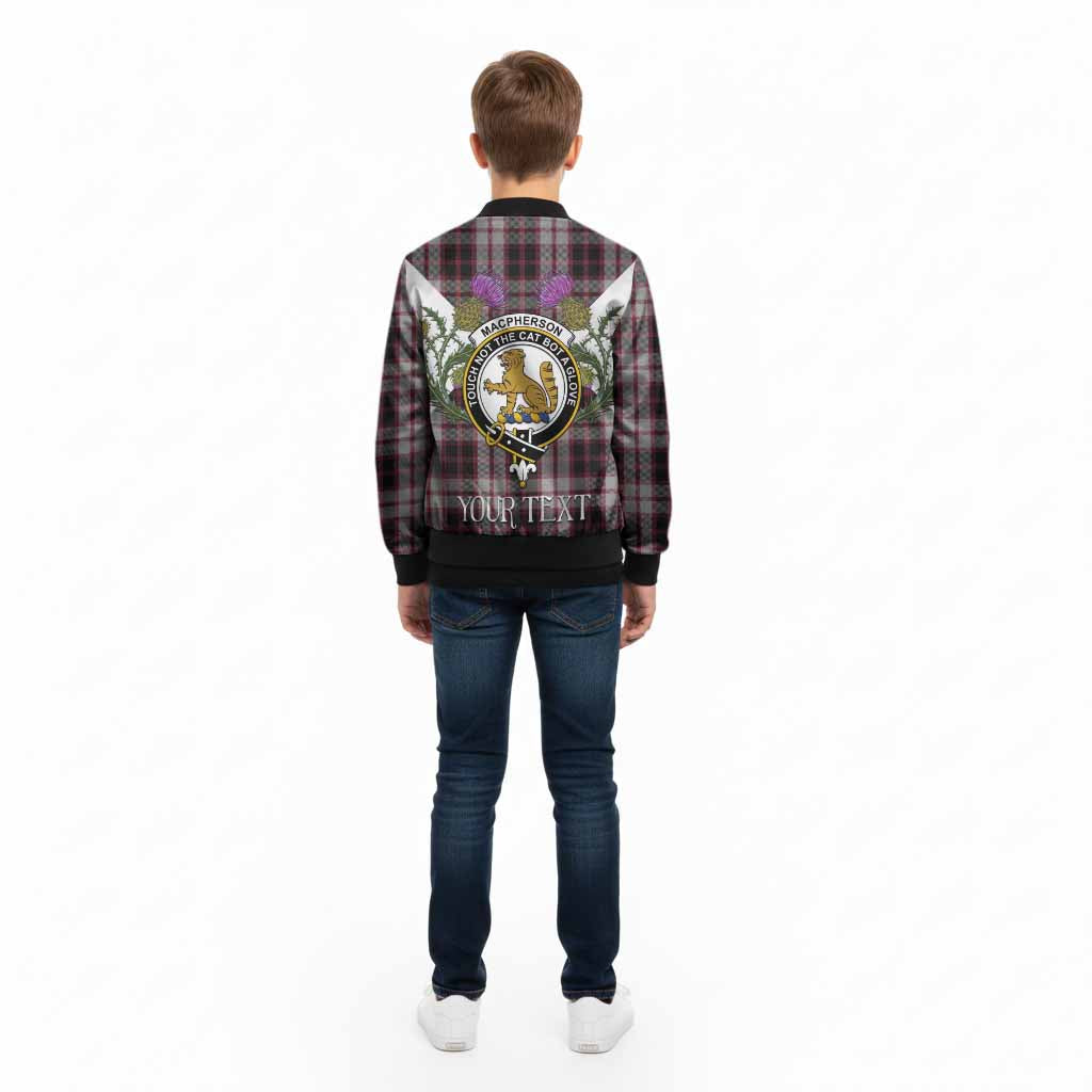 MacPherson (McPherson) Tartan Family Crest Kid Bomber Jacket Scottish Burns Night Thistle Floral