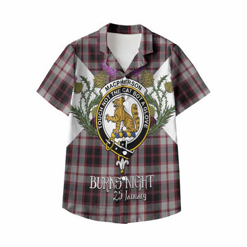 MacPherson (McPherson) Tartan Family Crest Kid Hawaiian Shirt Scottish Burns Night Thistle Floral