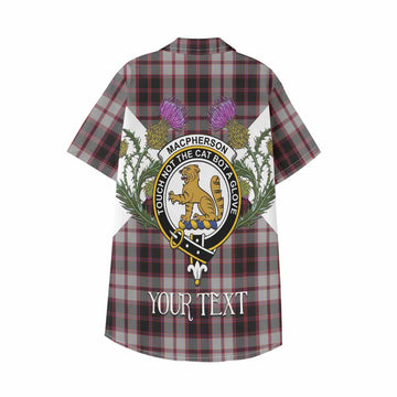 MacPherson (McPherson) Tartan Family Crest Kid Hawaiian Shirt Scottish Burns Night Thistle Floral