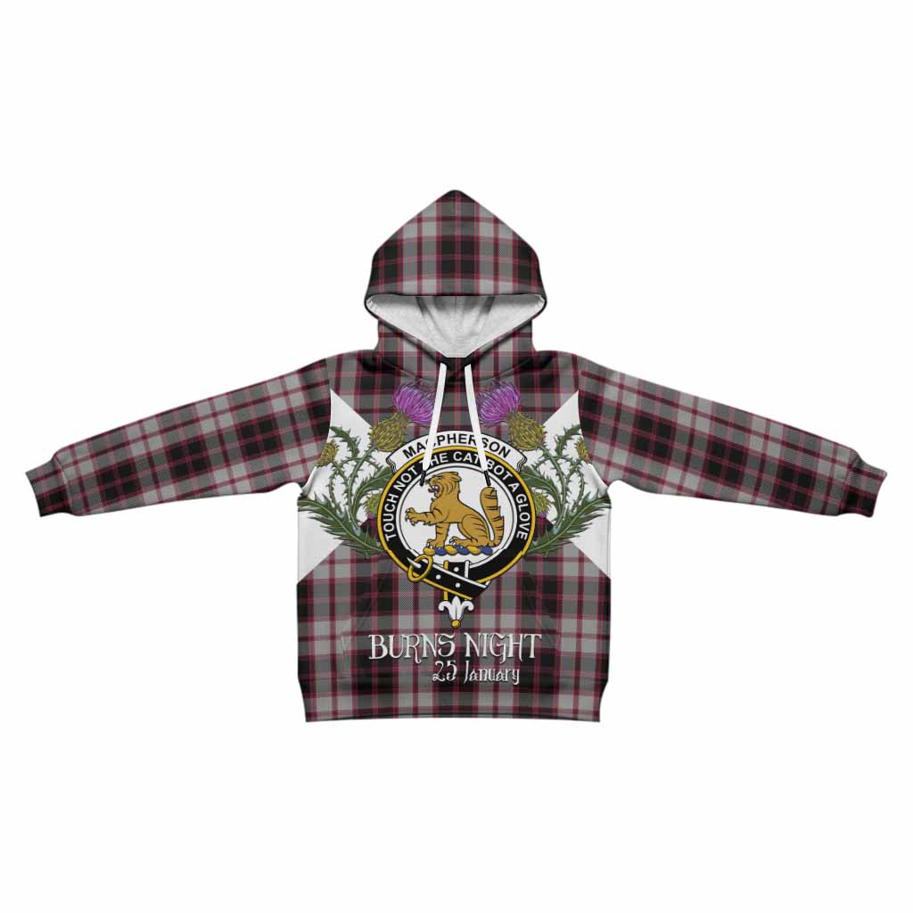 MacPherson (McPherson) Tartan Family Crest Kid Hoodie Scottish Burns Night Thistle Floral