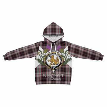 MacPherson (McPherson) Tartan Family Crest Kid Hoodie Scottish Burns Night Thistle Floral