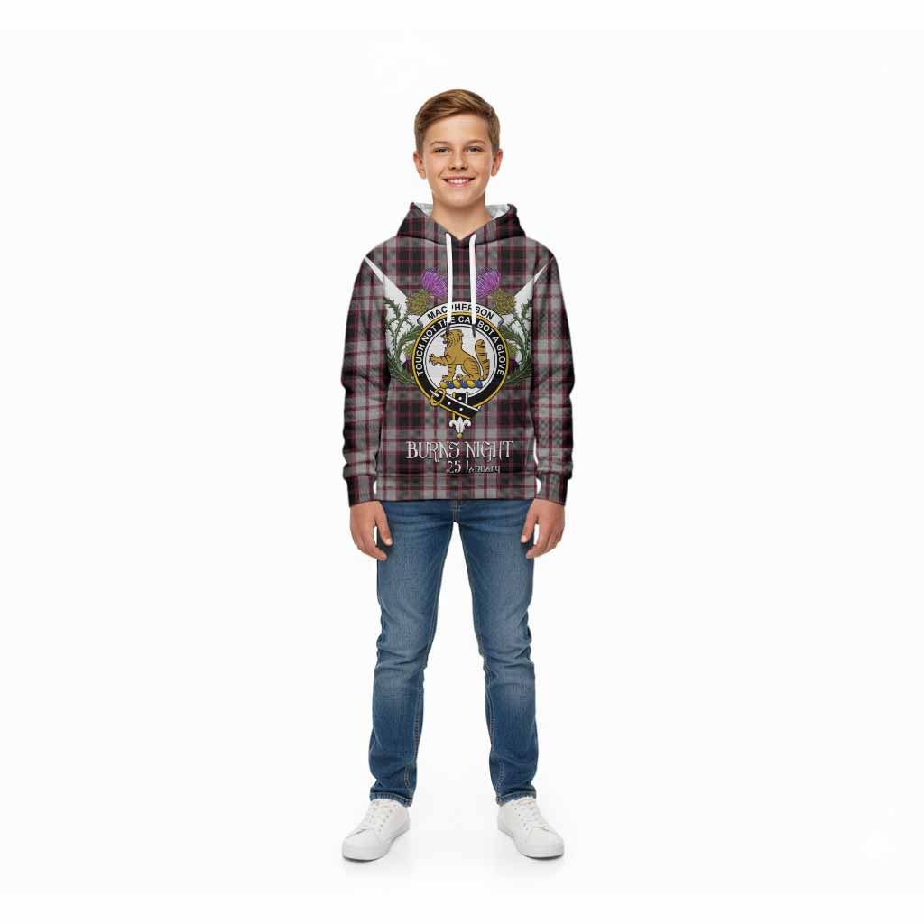 MacPherson (McPherson) Tartan Family Crest Kid Hoodie Scottish Burns Night Thistle Floral