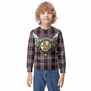 MacPherson (McPherson) Tartan Family Crest Kid Knitted Sweatshirt Scottish Burns Night Thistle Floral