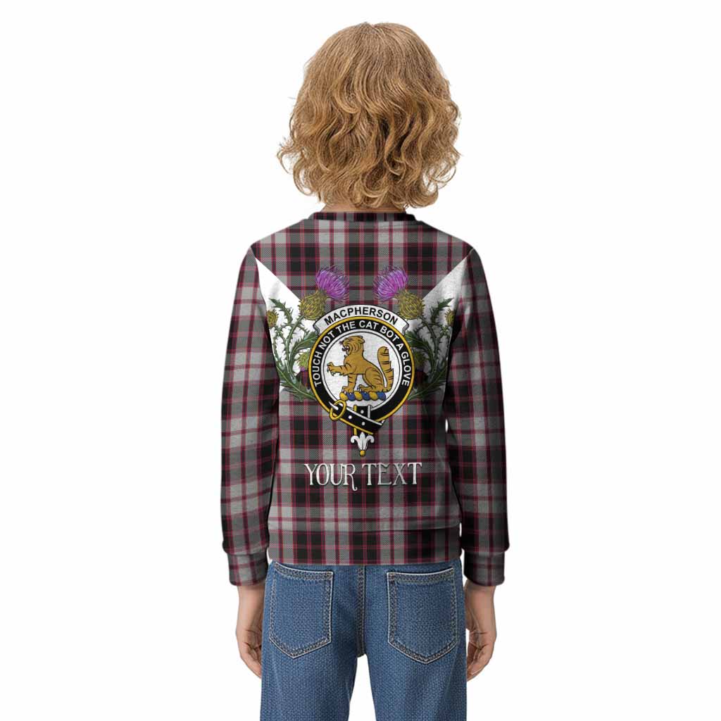 MacPherson (McPherson) Tartan Family Crest Kid Knitted Sweatshirt Scottish Burns Night Thistle Floral