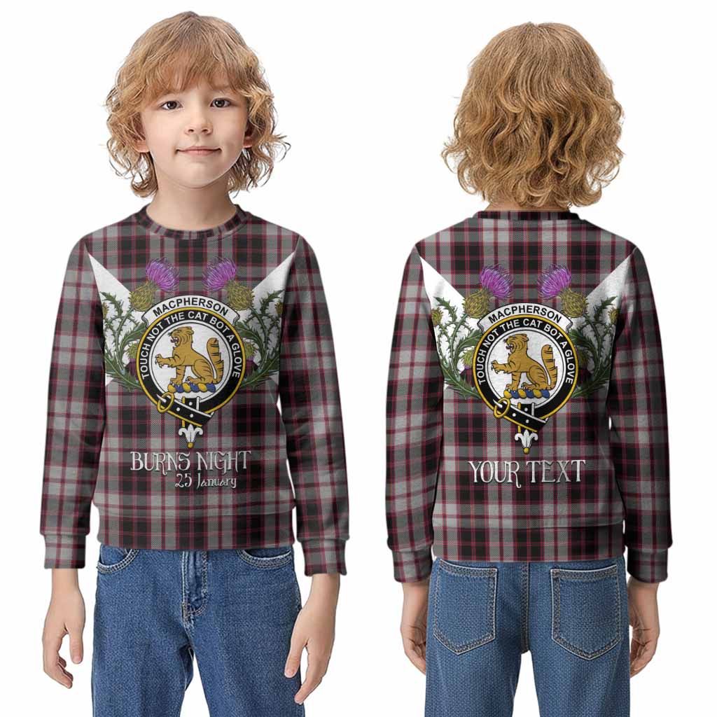 MacPherson (McPherson) Tartan Family Crest Kid Knitted Sweatshirt Scottish Burns Night Thistle Floral