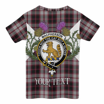 MacPherson (McPherson) Tartan Family Crest Kid T-shirt Scottish Burns Night Thistle Floral