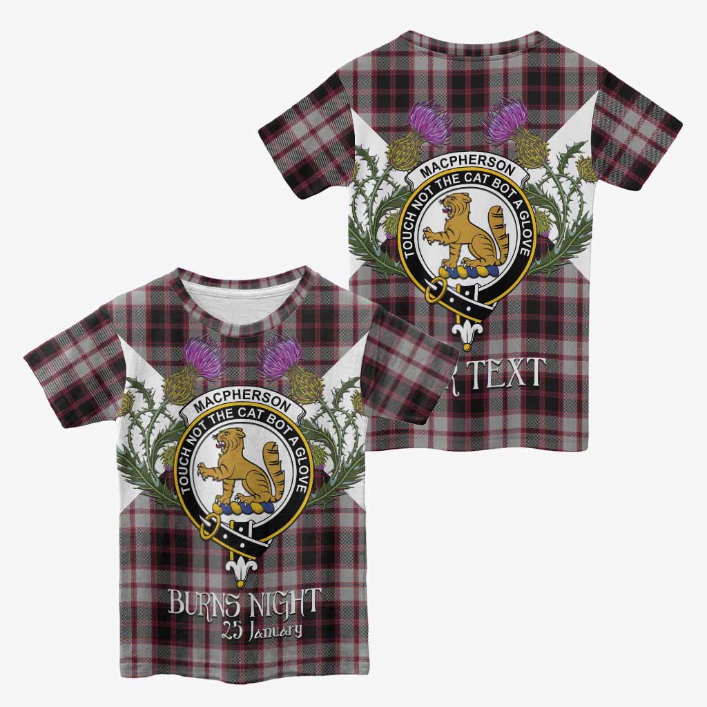 MacPherson (McPherson) Tartan Family Crest Kid T-shirt Scottish Burns Night Thistle Floral