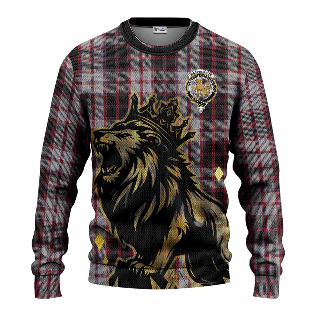 MacPherson (McPherson) Tartan Family Crest Knitted Sweater Crowned Lion Roaring
